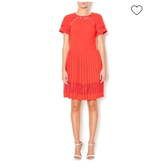 French Connection ARROW LACE DRESS orange red SZ. 8 - Picture 1 of 7